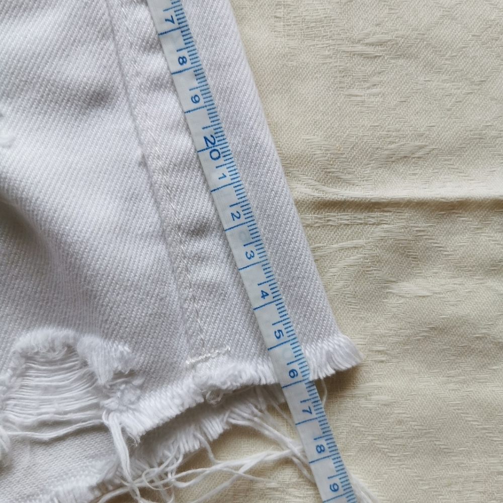 White distressed jean shorts. - Picture 6 of 6